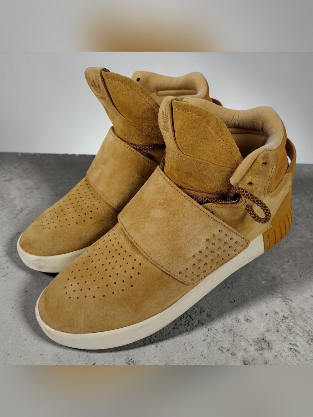 Adidas Tubular Invader Strap Men’s Size 7 Shoes Linen Khaki Rope Tie Swaude